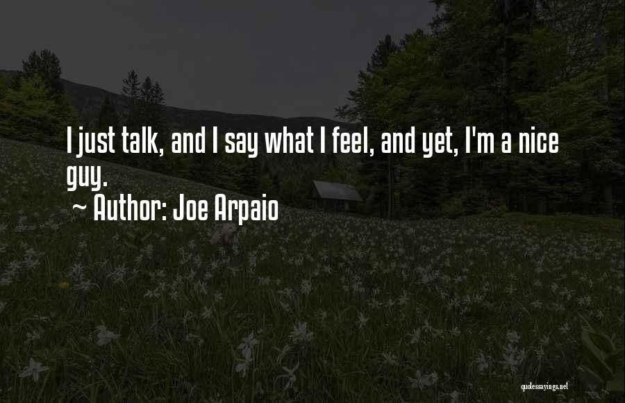 Joe Arpaio Quotes: I Just Talk, And I Say What I Feel, And Yet, I'm A Nice Guy.