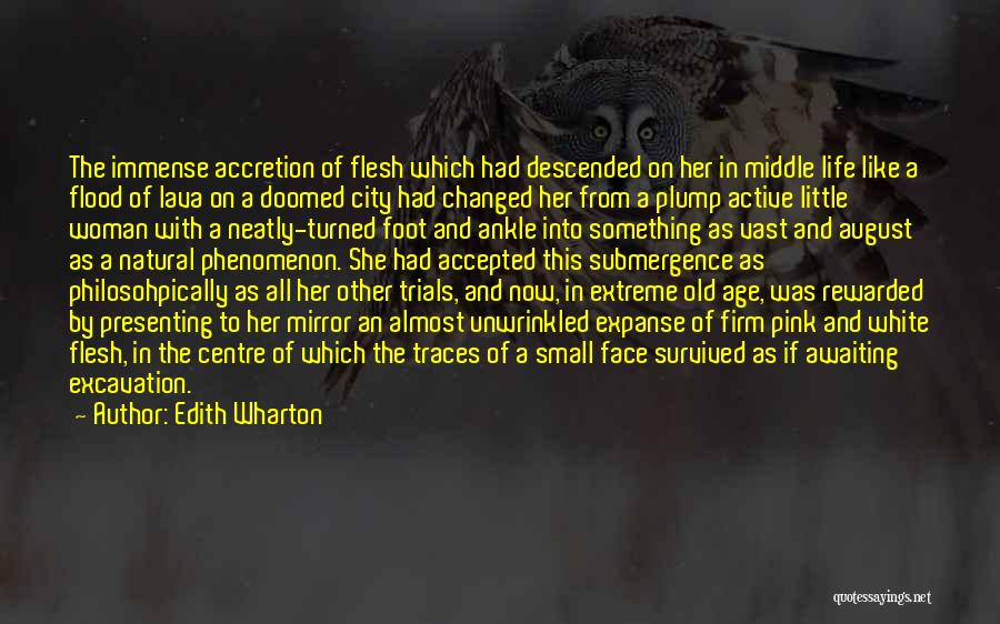 Edith Wharton Quotes: The Immense Accretion Of Flesh Which Had Descended On Her In Middle Life Like A Flood Of Lava On A