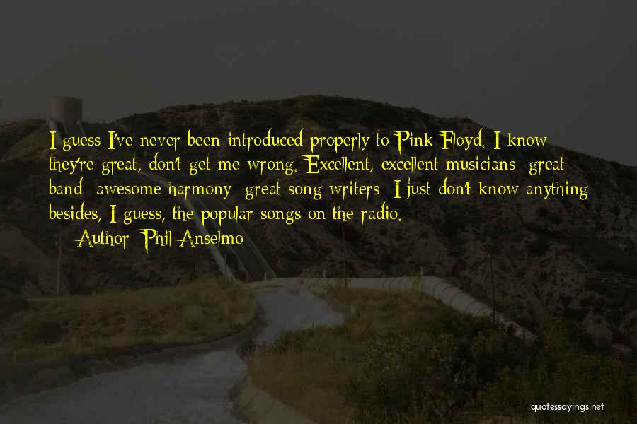 Phil Anselmo Quotes: I Guess I've Never Been Introduced Properly To Pink Floyd. I Know They're Great, Don't Get Me Wrong. Excellent, Excellent