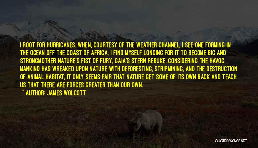 James Wolcott Quotes: I Root For Hurricanes. When, Courtesy Of The Weather Channel, I See One Forming In The Ocean Off The Coast