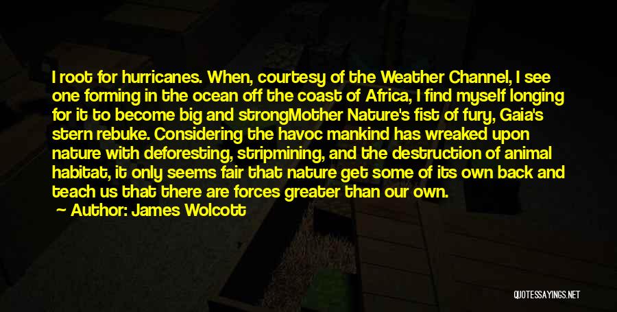 James Wolcott Quotes: I Root For Hurricanes. When, Courtesy Of The Weather Channel, I See One Forming In The Ocean Off The Coast