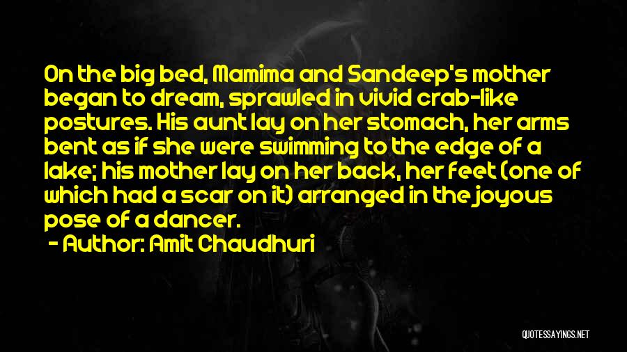 Amit Chaudhuri Quotes: On The Big Bed, Mamima And Sandeep's Mother Began To Dream, Sprawled In Vivid Crab-like Postures. His Aunt Lay On