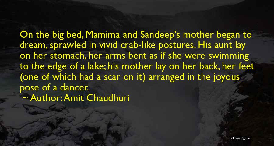 Amit Chaudhuri Quotes: On The Big Bed, Mamima And Sandeep's Mother Began To Dream, Sprawled In Vivid Crab-like Postures. His Aunt Lay On
