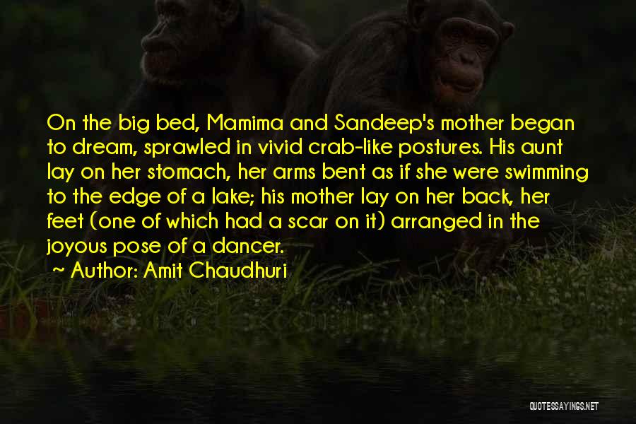 Amit Chaudhuri Quotes: On The Big Bed, Mamima And Sandeep's Mother Began To Dream, Sprawled In Vivid Crab-like Postures. His Aunt Lay On