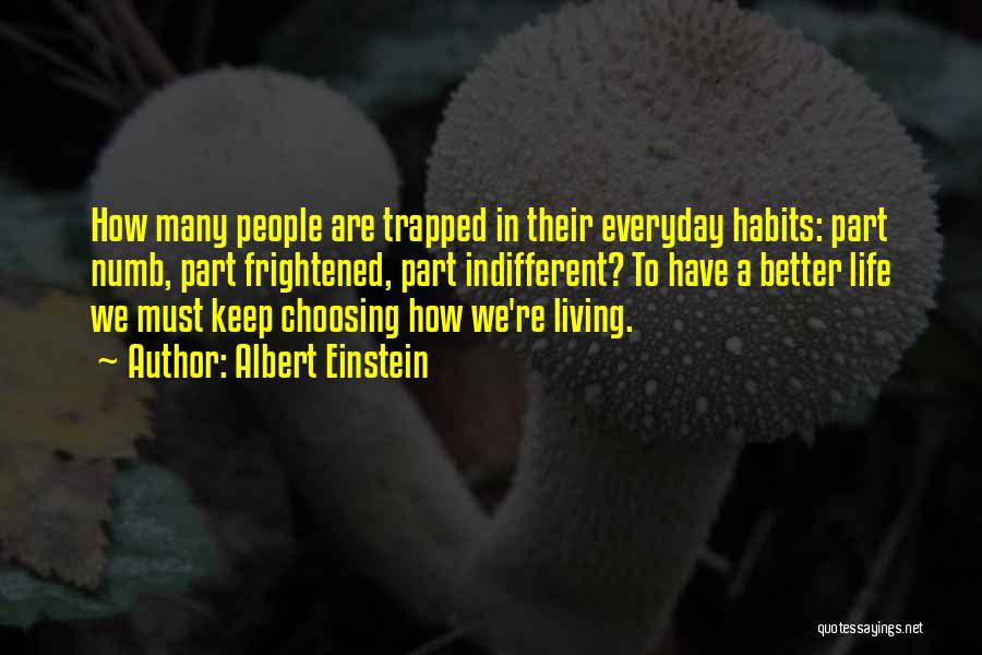 Albert Einstein Quotes: How Many People Are Trapped In Their Everyday Habits: Part Numb, Part Frightened, Part Indifferent? To Have A Better Life