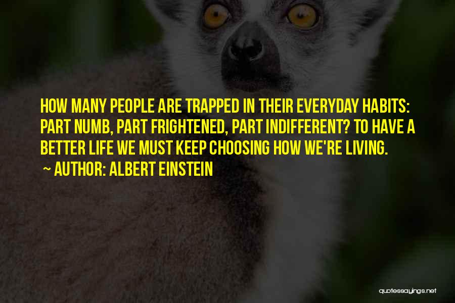Albert Einstein Quotes: How Many People Are Trapped In Their Everyday Habits: Part Numb, Part Frightened, Part Indifferent? To Have A Better Life