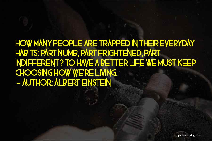Albert Einstein Quotes: How Many People Are Trapped In Their Everyday Habits: Part Numb, Part Frightened, Part Indifferent? To Have A Better Life