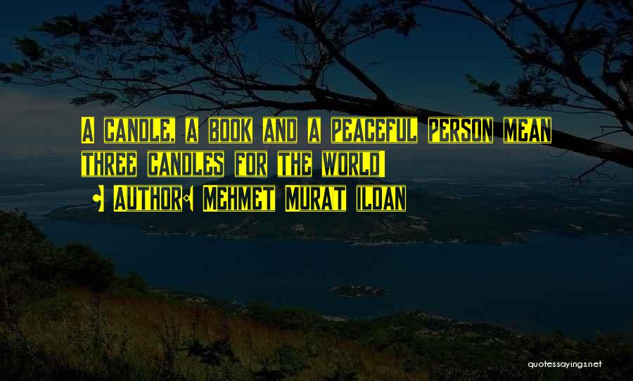 Mehmet Murat Ildan Quotes: A Candle, A Book And A Peaceful Person Mean Three Candles For The World!