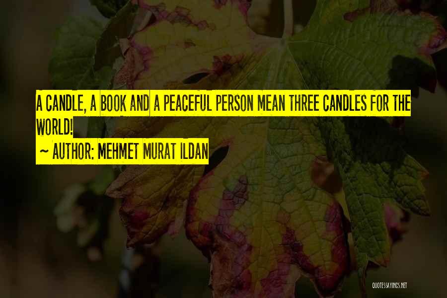 Mehmet Murat Ildan Quotes: A Candle, A Book And A Peaceful Person Mean Three Candles For The World!