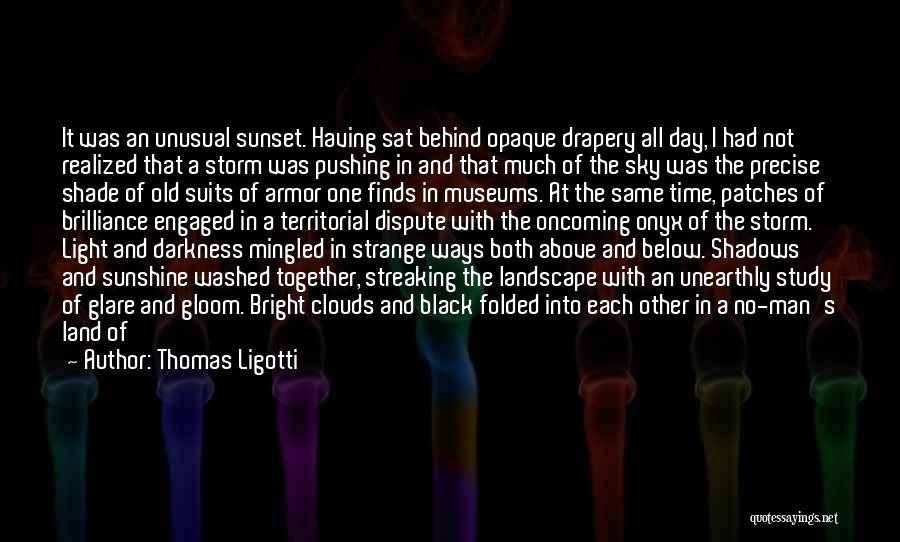 Thomas Ligotti Quotes: It Was An Unusual Sunset. Having Sat Behind Opaque Drapery All Day, I Had Not Realized That A Storm Was