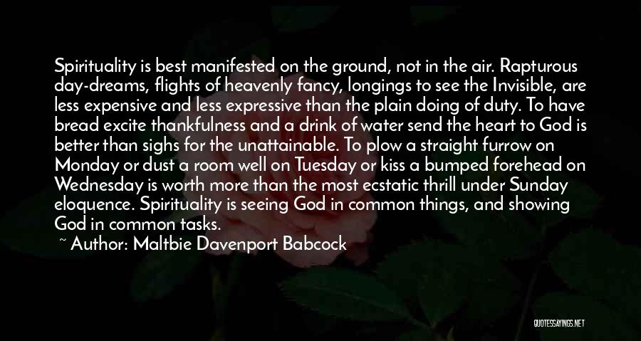 Maltbie Davenport Babcock Quotes: Spirituality Is Best Manifested On The Ground, Not In The Air. Rapturous Day-dreams, Flights Of Heavenly Fancy, Longings To See