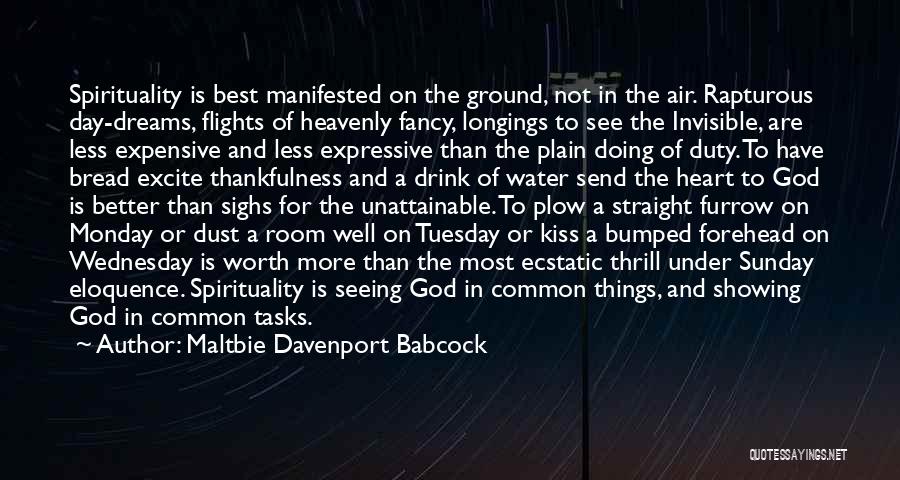 Maltbie Davenport Babcock Quotes: Spirituality Is Best Manifested On The Ground, Not In The Air. Rapturous Day-dreams, Flights Of Heavenly Fancy, Longings To See