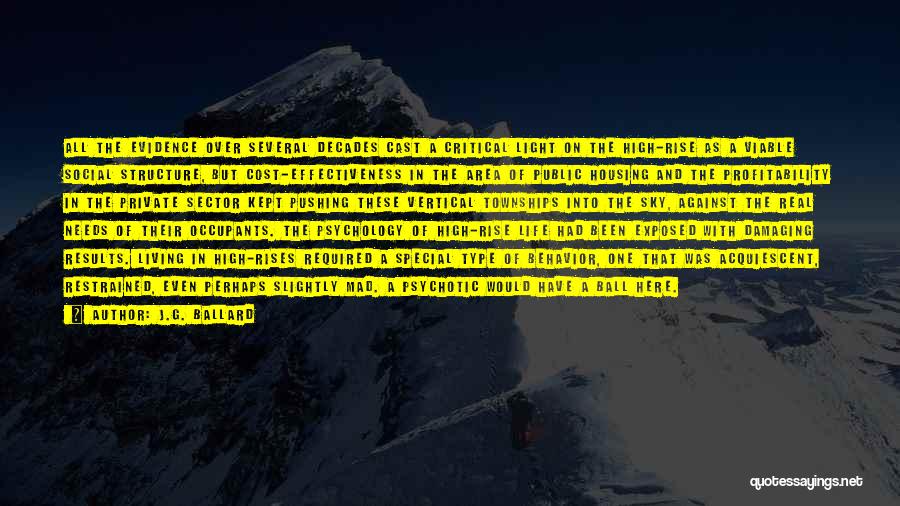 J.G. Ballard Quotes: All The Evidence Over Several Decades Cast A Critical Light On The High-rise As A Viable Social Structure, But Cost-effectiveness