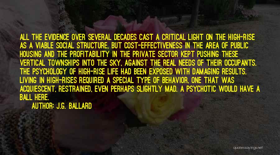 J.G. Ballard Quotes: All The Evidence Over Several Decades Cast A Critical Light On The High-rise As A Viable Social Structure, But Cost-effectiveness