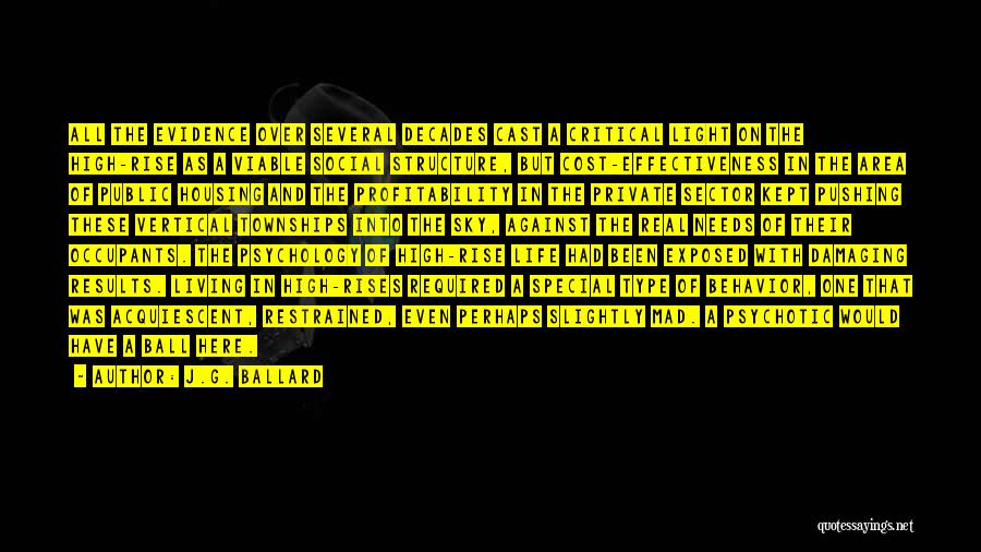 J.G. Ballard Quotes: All The Evidence Over Several Decades Cast A Critical Light On The High-rise As A Viable Social Structure, But Cost-effectiveness