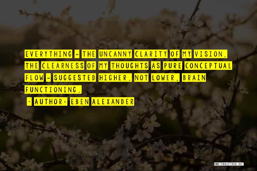 Eben Alexander Quotes: Everything - The Uncanny Clarity Of My Vision, The Clearness Of My Thoughts As Pure Conceptual Flow - Suggested Higher,