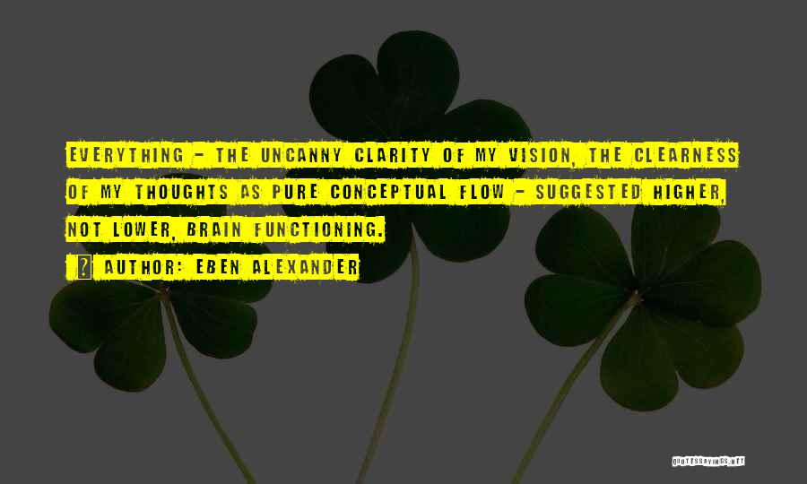 Eben Alexander Quotes: Everything - The Uncanny Clarity Of My Vision, The Clearness Of My Thoughts As Pure Conceptual Flow - Suggested Higher,