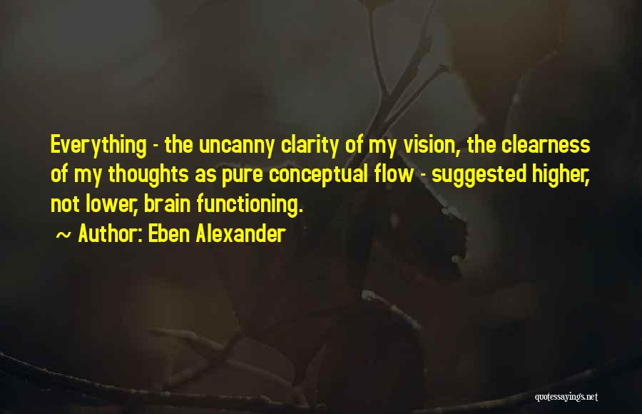 Eben Alexander Quotes: Everything - The Uncanny Clarity Of My Vision, The Clearness Of My Thoughts As Pure Conceptual Flow - Suggested Higher,