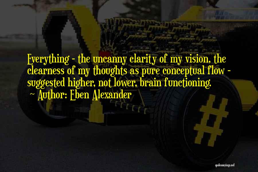 Eben Alexander Quotes: Everything - The Uncanny Clarity Of My Vision, The Clearness Of My Thoughts As Pure Conceptual Flow - Suggested Higher,