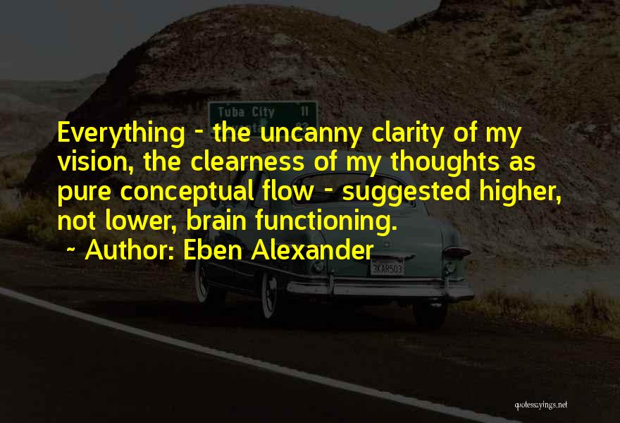 Eben Alexander Quotes: Everything - The Uncanny Clarity Of My Vision, The Clearness Of My Thoughts As Pure Conceptual Flow - Suggested Higher,