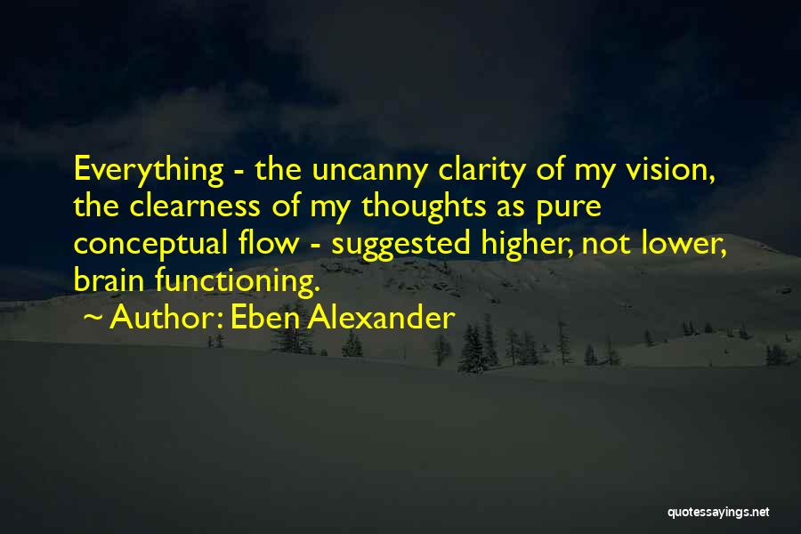 Eben Alexander Quotes: Everything - The Uncanny Clarity Of My Vision, The Clearness Of My Thoughts As Pure Conceptual Flow - Suggested Higher,