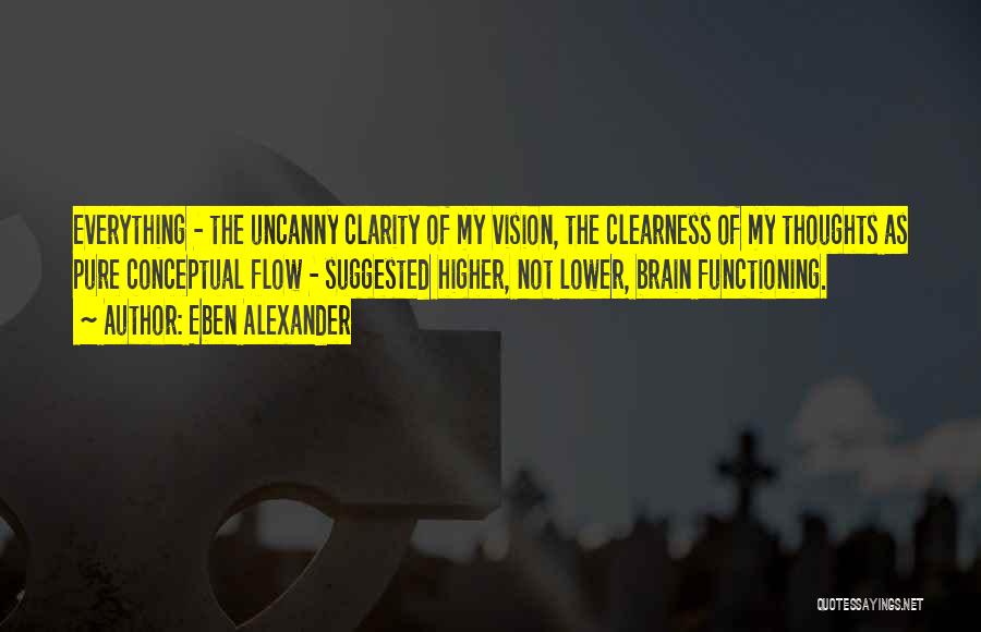 Eben Alexander Quotes: Everything - The Uncanny Clarity Of My Vision, The Clearness Of My Thoughts As Pure Conceptual Flow - Suggested Higher,