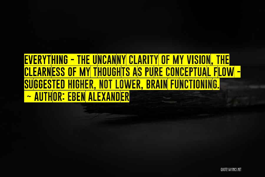 Eben Alexander Quotes: Everything - The Uncanny Clarity Of My Vision, The Clearness Of My Thoughts As Pure Conceptual Flow - Suggested Higher,