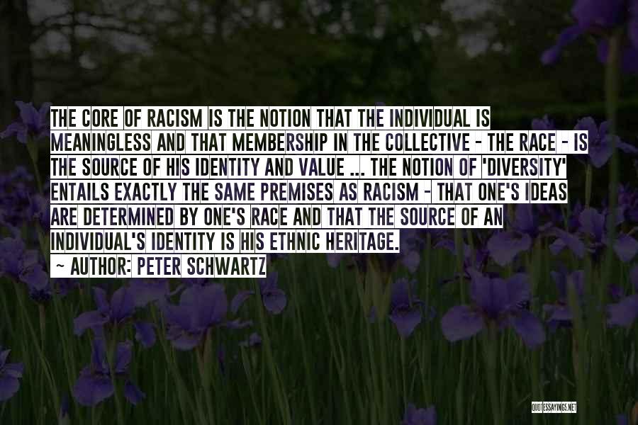 Peter Schwartz Quotes: The Core Of Racism Is The Notion That The Individual Is Meaningless And That Membership In The Collective - The