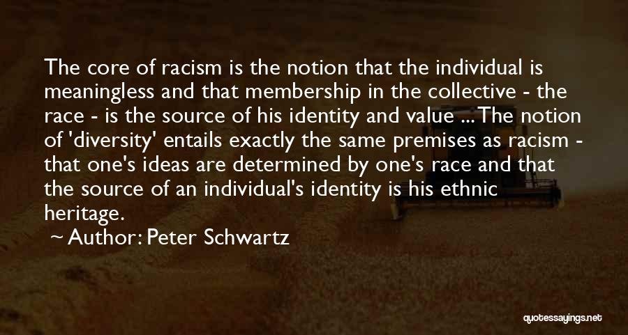 Peter Schwartz Quotes: The Core Of Racism Is The Notion That The Individual Is Meaningless And That Membership In The Collective - The