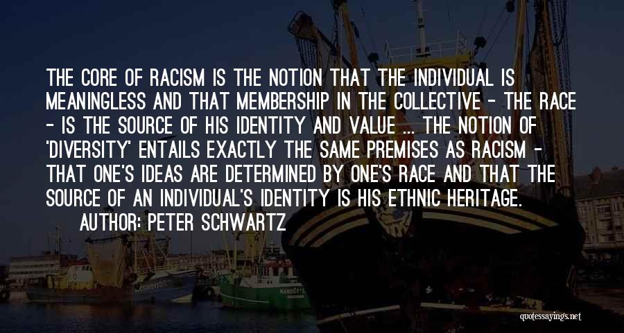 Peter Schwartz Quotes: The Core Of Racism Is The Notion That The Individual Is Meaningless And That Membership In The Collective - The