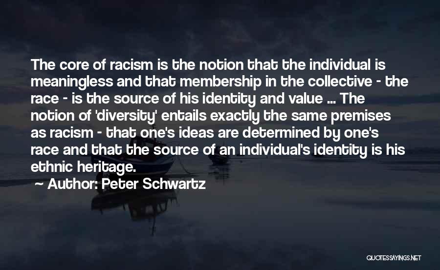 Peter Schwartz Quotes: The Core Of Racism Is The Notion That The Individual Is Meaningless And That Membership In The Collective - The