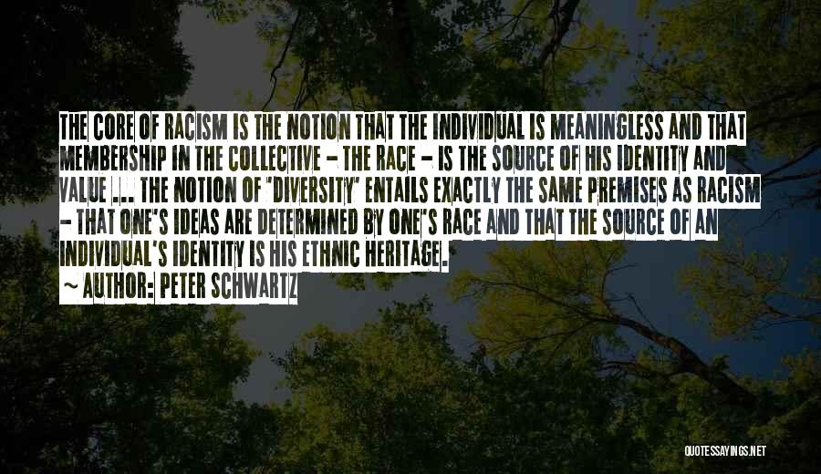Peter Schwartz Quotes: The Core Of Racism Is The Notion That The Individual Is Meaningless And That Membership In The Collective - The