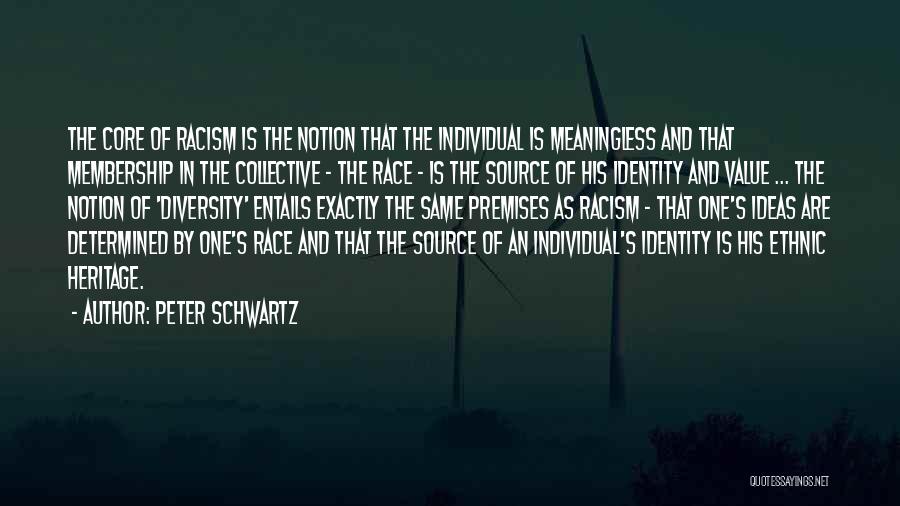 Peter Schwartz Quotes: The Core Of Racism Is The Notion That The Individual Is Meaningless And That Membership In The Collective - The