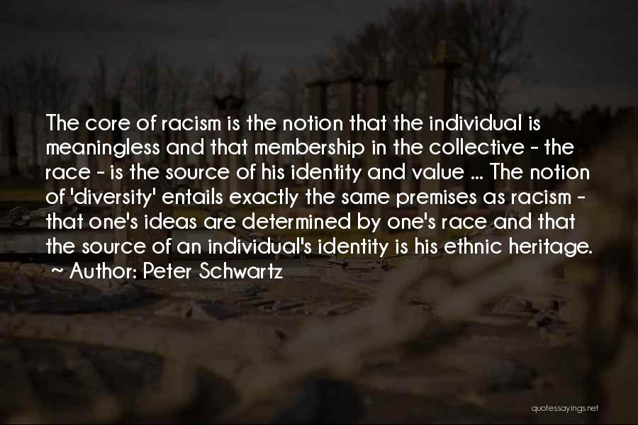 Peter Schwartz Quotes: The Core Of Racism Is The Notion That The Individual Is Meaningless And That Membership In The Collective - The