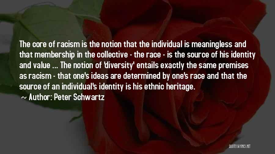 Peter Schwartz Quotes: The Core Of Racism Is The Notion That The Individual Is Meaningless And That Membership In The Collective - The