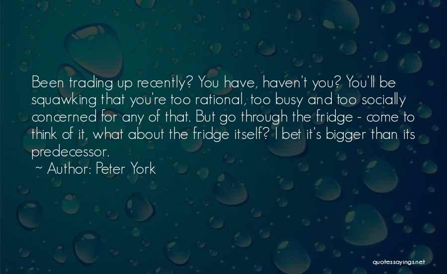 Peter York Quotes: Been Trading Up Recently? You Have, Haven't You? You'll Be Squawking That You're Too Rational, Too Busy And Too Socially