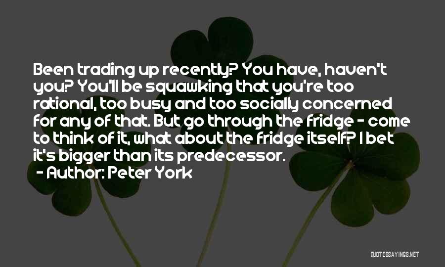 Peter York Quotes: Been Trading Up Recently? You Have, Haven't You? You'll Be Squawking That You're Too Rational, Too Busy And Too Socially