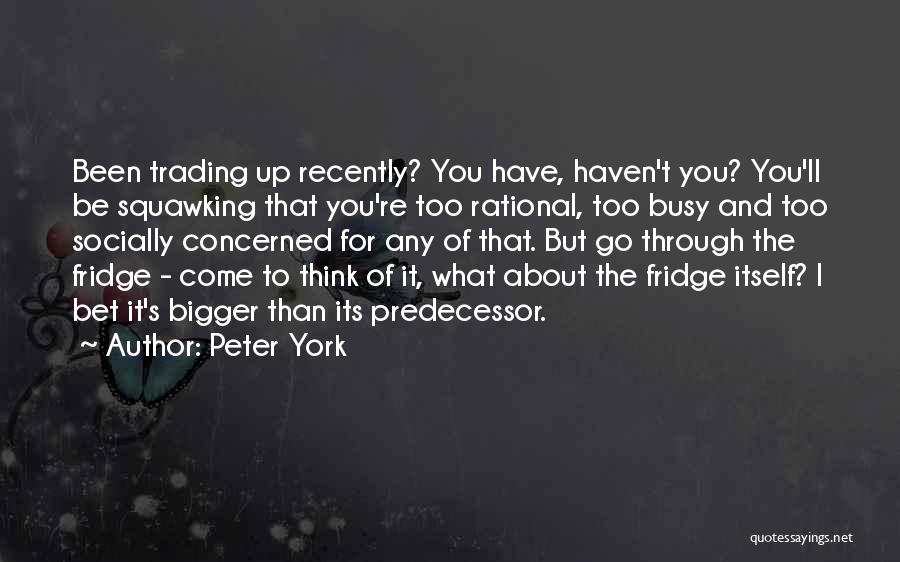 Peter York Quotes: Been Trading Up Recently? You Have, Haven't You? You'll Be Squawking That You're Too Rational, Too Busy And Too Socially