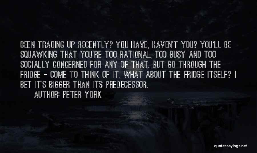 Peter York Quotes: Been Trading Up Recently? You Have, Haven't You? You'll Be Squawking That You're Too Rational, Too Busy And Too Socially