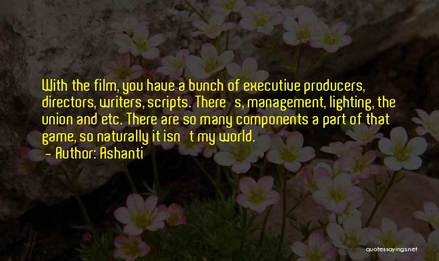 Ashanti Quotes: With The Film, You Have A Bunch Of Executive Producers, Directors, Writers, Scripts. There's, Management, Lighting, The Union And Etc.