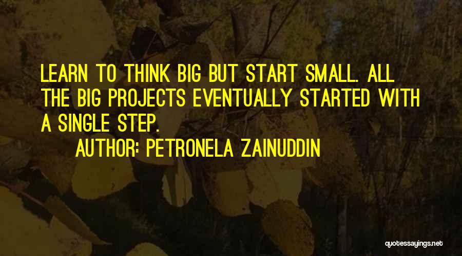 Petronela Zainuddin Quotes: Learn To Think Big But Start Small. All The Big Projects Eventually Started With A Single Step.