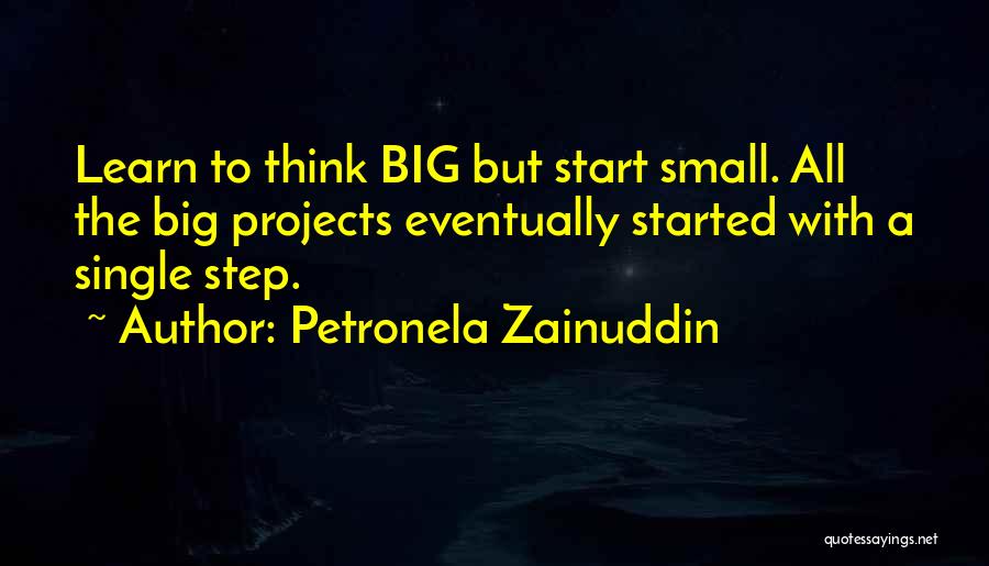 Petronela Zainuddin Quotes: Learn To Think Big But Start Small. All The Big Projects Eventually Started With A Single Step.