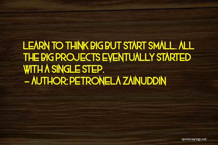 Petronela Zainuddin Quotes: Learn To Think Big But Start Small. All The Big Projects Eventually Started With A Single Step.