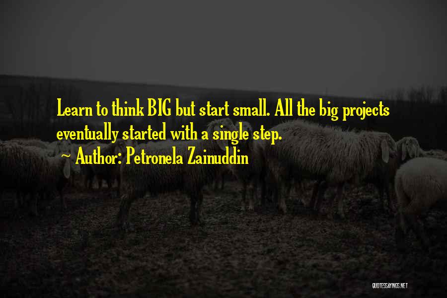 Petronela Zainuddin Quotes: Learn To Think Big But Start Small. All The Big Projects Eventually Started With A Single Step.