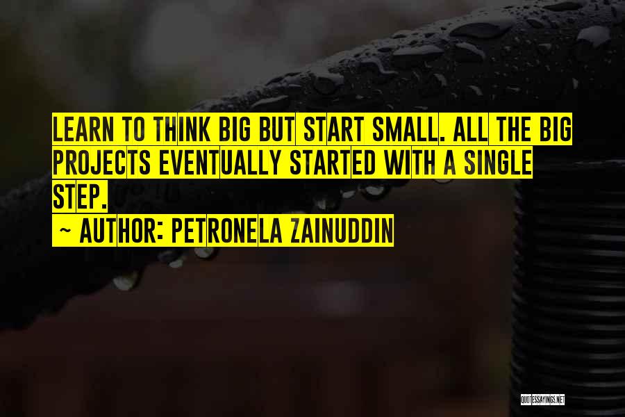 Petronela Zainuddin Quotes: Learn To Think Big But Start Small. All The Big Projects Eventually Started With A Single Step.