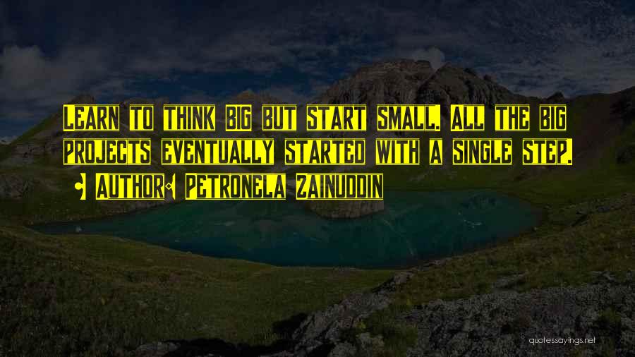 Petronela Zainuddin Quotes: Learn To Think Big But Start Small. All The Big Projects Eventually Started With A Single Step.