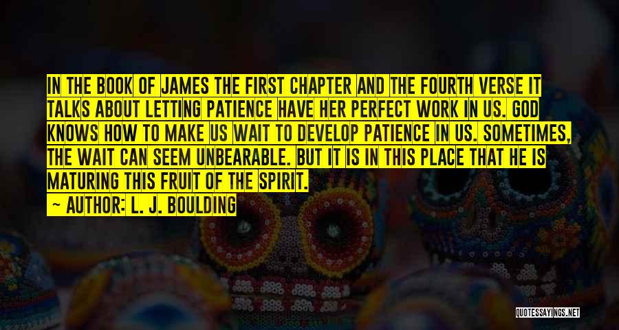 L. J. Boulding Quotes: In The Book Of James The First Chapter And The Fourth Verse It Talks About Letting Patience Have Her Perfect