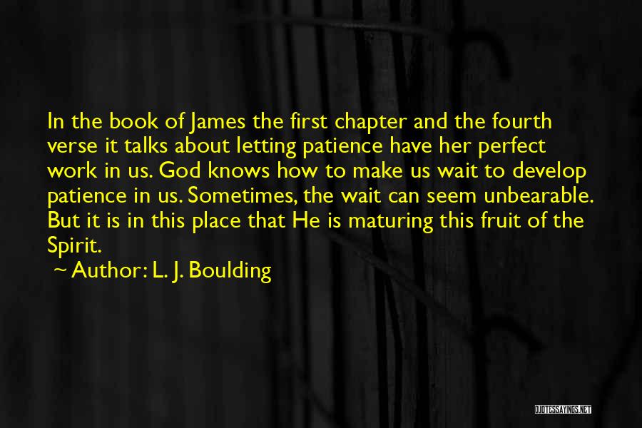 L. J. Boulding Quotes: In The Book Of James The First Chapter And The Fourth Verse It Talks About Letting Patience Have Her Perfect