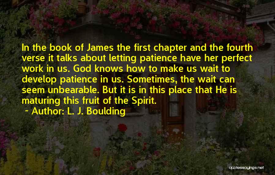 L. J. Boulding Quotes: In The Book Of James The First Chapter And The Fourth Verse It Talks About Letting Patience Have Her Perfect