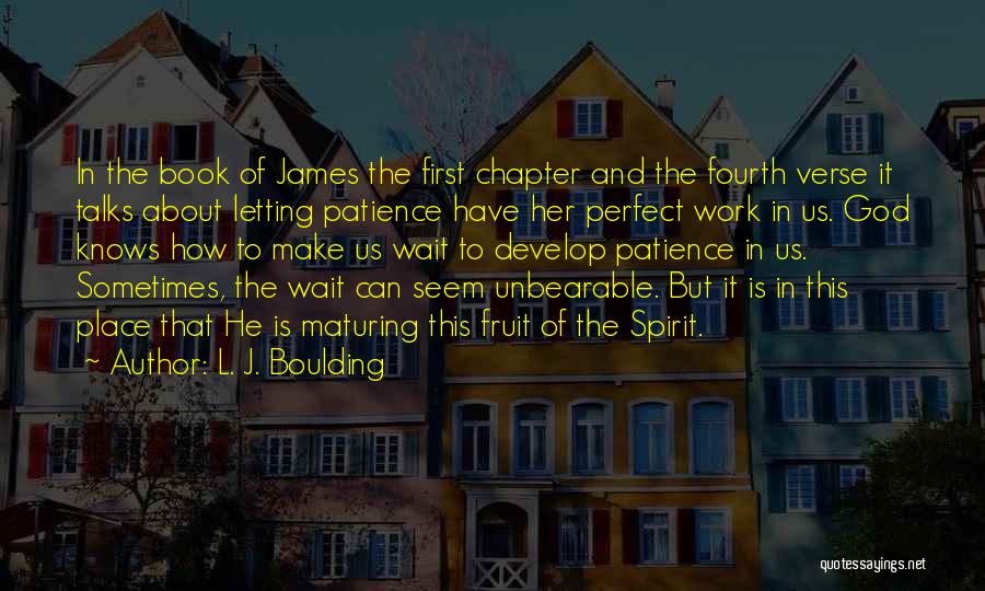 L. J. Boulding Quotes: In The Book Of James The First Chapter And The Fourth Verse It Talks About Letting Patience Have Her Perfect